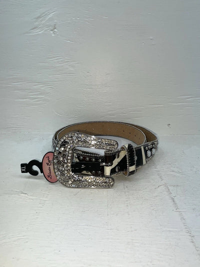 New Cow Print Genuine Leather Blazin Roxx Silver Bling XL Belt #N3511662 NN-144