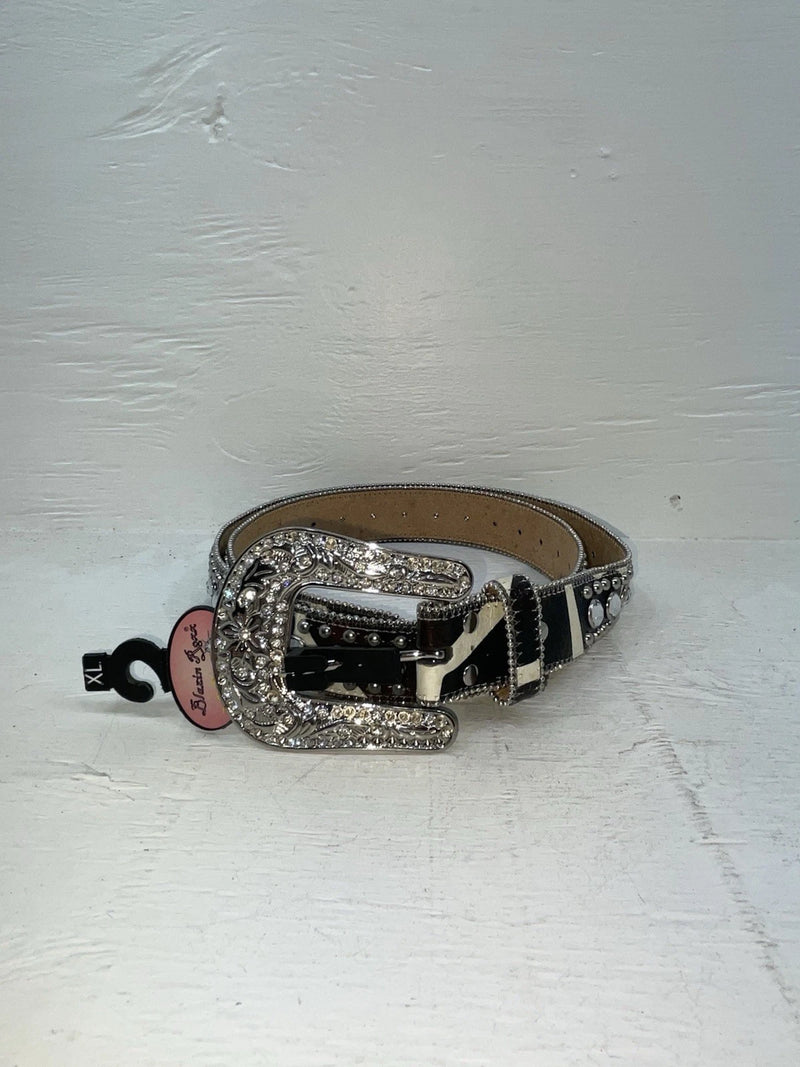 New Cow Print Genuine Leather Blazin Roxx Silver Bling XL Belt #N3511662 NN-144
