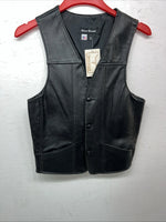 New Women’s Steerbrand Black Leather Biker Vest Small S-601