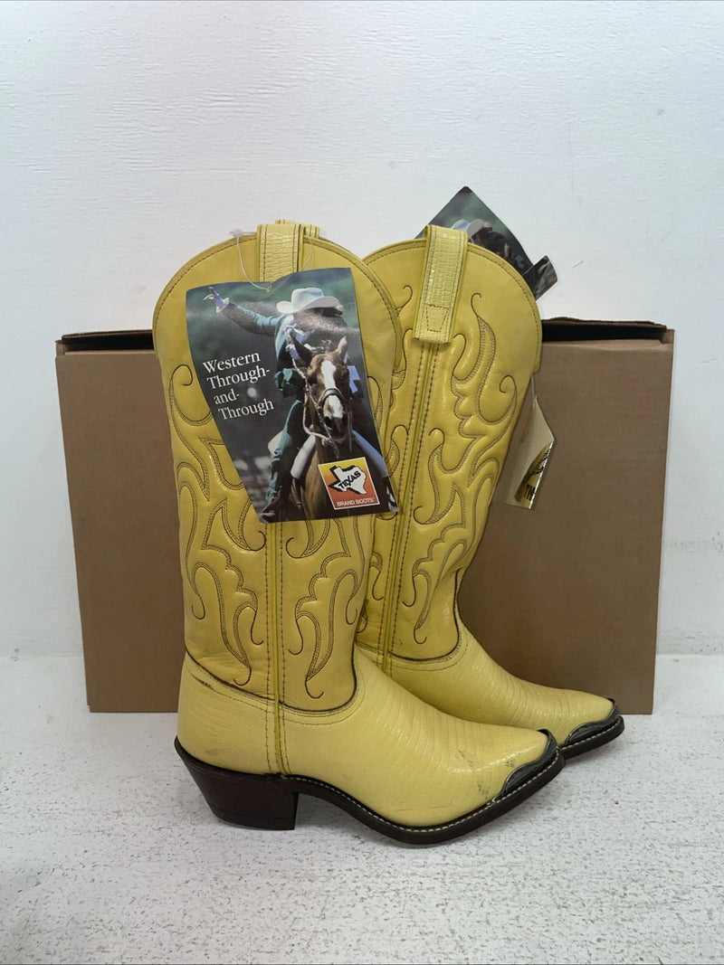 New Women’s Yellow Texas Brand Cowboy Boots. 4634 5 M. 2-68