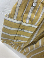 New Men’s Fenton Yellow White Strip Long Sleeve Pearl Snap Medium J-54
