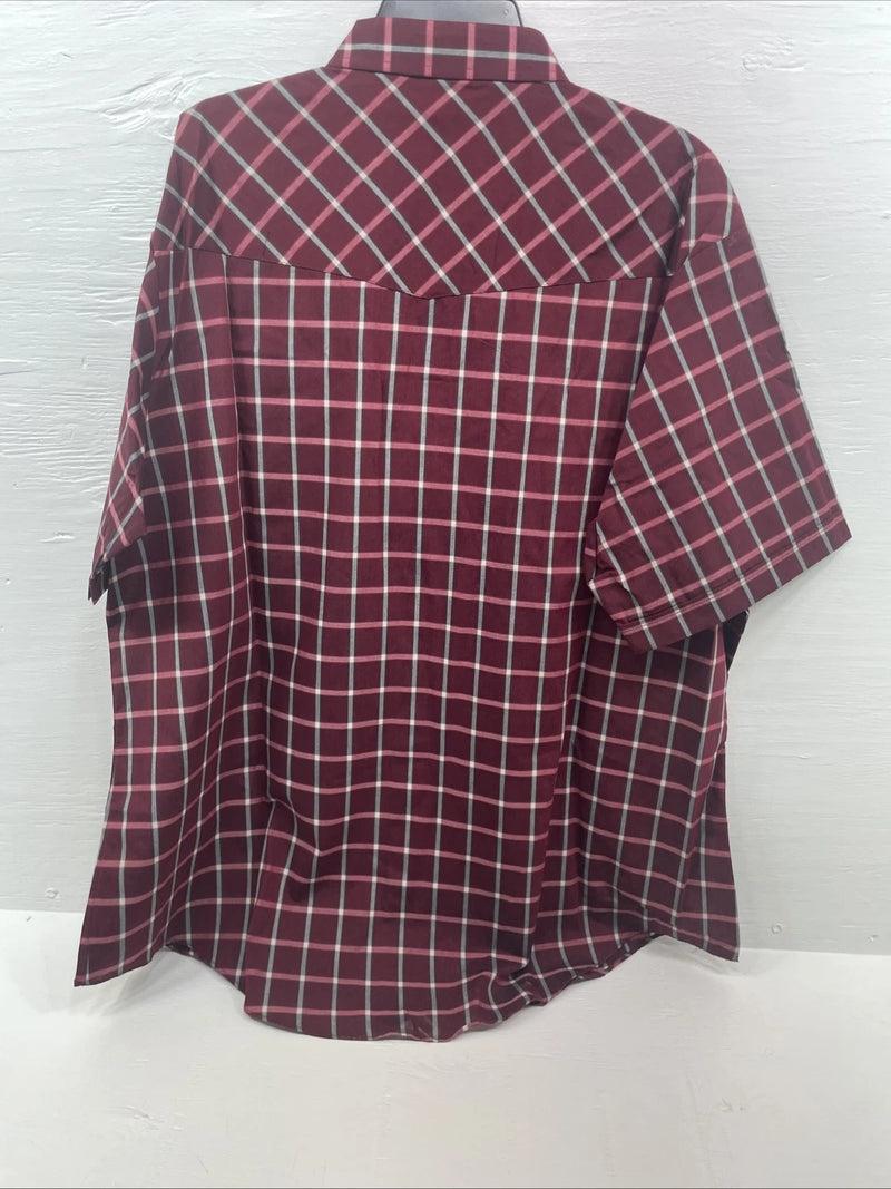 New Men’s ELY Cattleman Pink Short Sleeve Pearl Snap 3XL E-30 