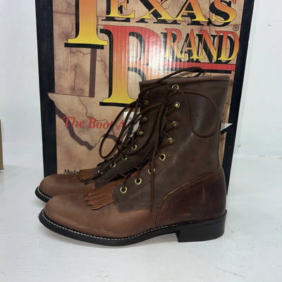 New Women’s Brown Lace Up Texas Brand Cowboy Boots. 4479 5.5 5 1/2. 20-41