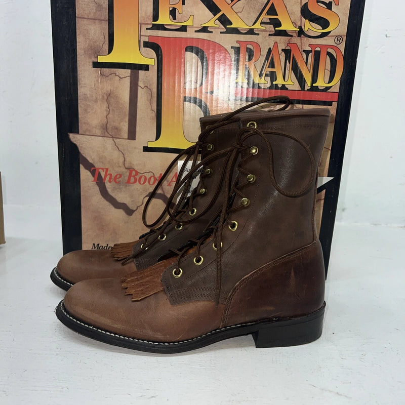New Women’s Brown Lace Up Texas Brand Cowboy Boots. 4479 5.5 5 1/2. 20-41