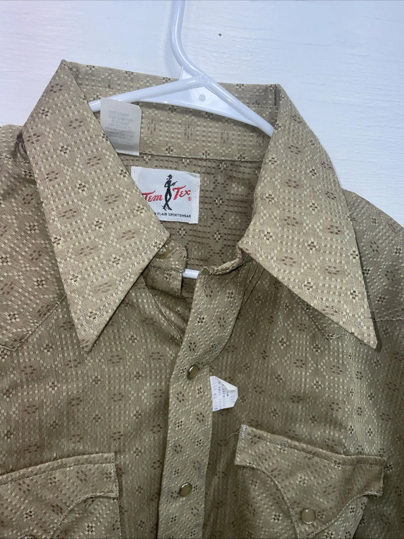 New Men’s Tem Tex Yellow Long Sleeve Pearl Snap Medium B-116