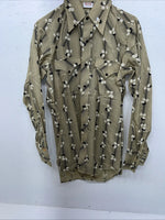New Men’s Yellow Leaf ELY plains Pearl Snap Long Sleeve Shirt 14.5x33 S I-47