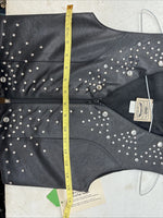 New Women’s 1848 RanchWear Black Rhinestone Sleeveless Vest Zip Up Small YY-41