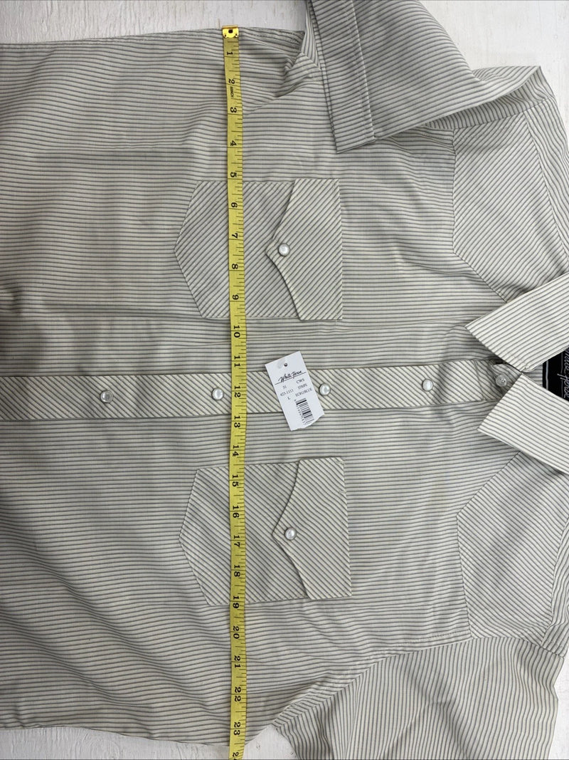 New Men’s White Horse Yellow Stripe Short Sleeve Pearl Snap Large CC-45