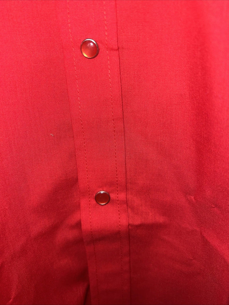 New Men’s Red ELY Cattleman Pearl Snap Short Sleeve Shirt. 16.5 Large P-37