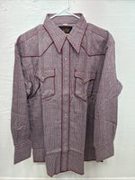 New Men’s Champion Western Red Plaid Long Sleeve Pearl Snap 16.5 Large X-68
