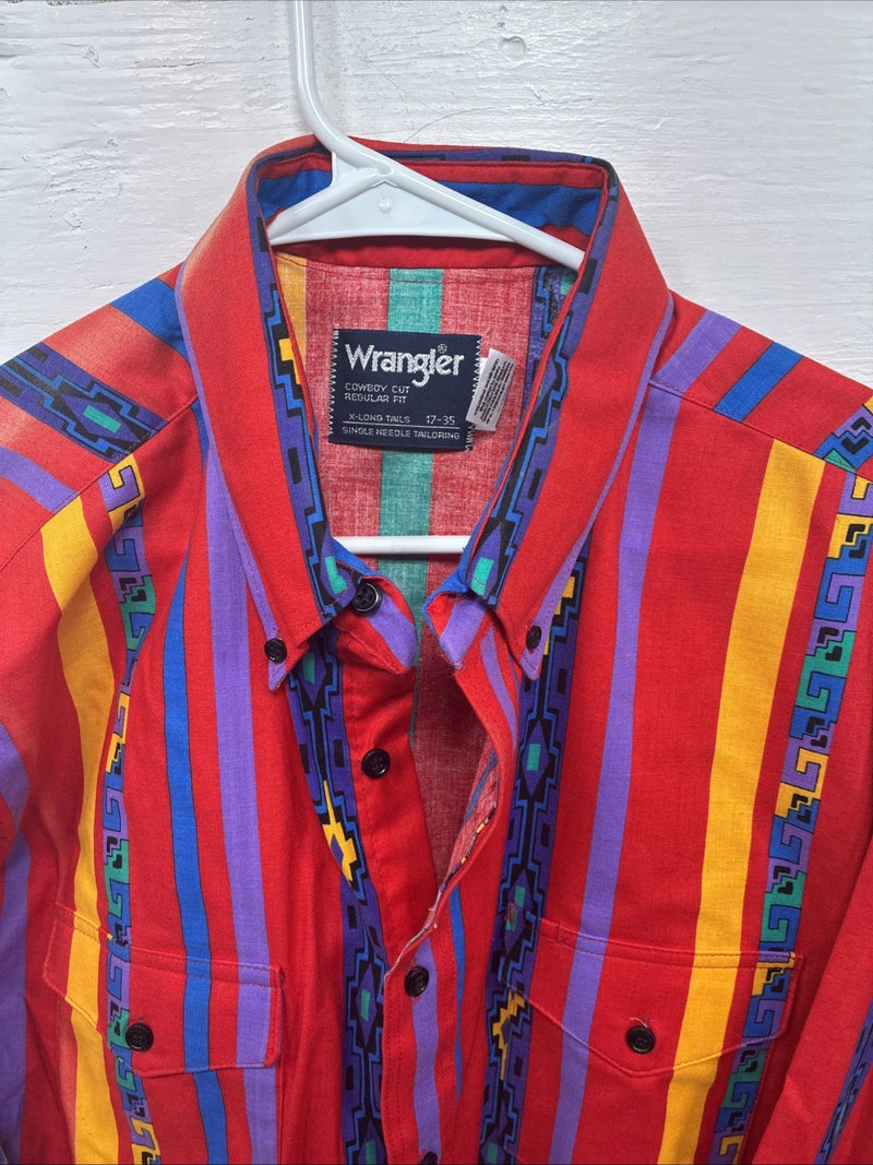 New Men’s Wrangler Multicolor Long Sleeve Button Up 17 XL DD-4