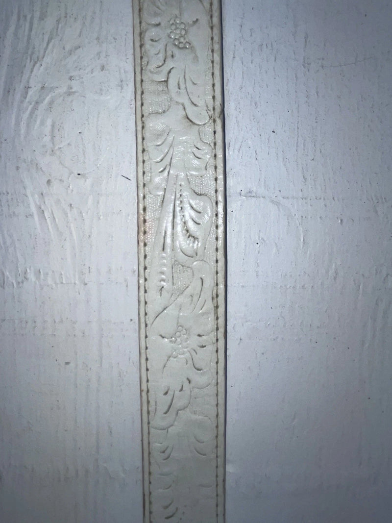 New White Genuine Leather Acme Tooled 28” Belt #5022 JJ-157