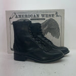New Men’s Black Lace Up American West Cowboy Boots. 6991 12 E W. 10-12