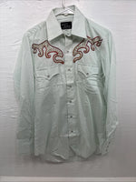 New Men’s Champion Western Mint Green Long Sleeve Pearl Snap 15 Medium M-62