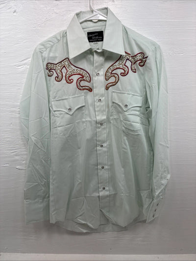 New Men’s Champion Western Mint Green Long Sleeve Pearl Snap 15 Medium M-62