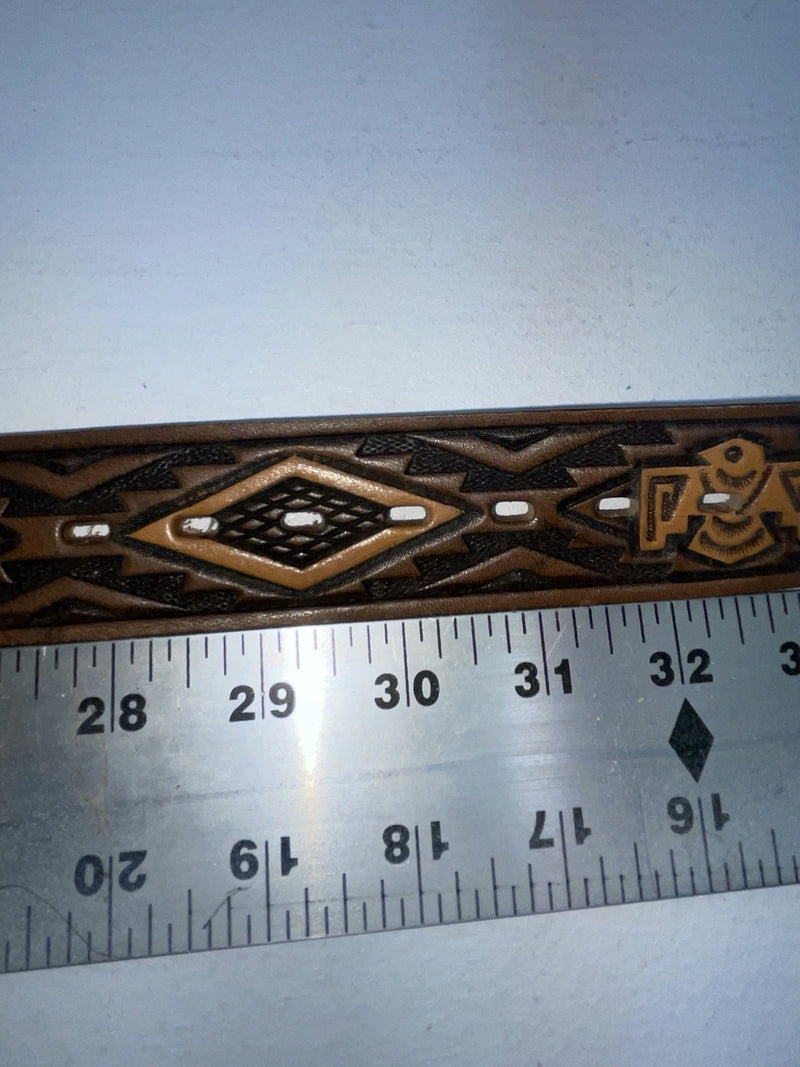 New Brown Genuine Leather Chambers Tooled 30” Belt #6071/13 Z-91
