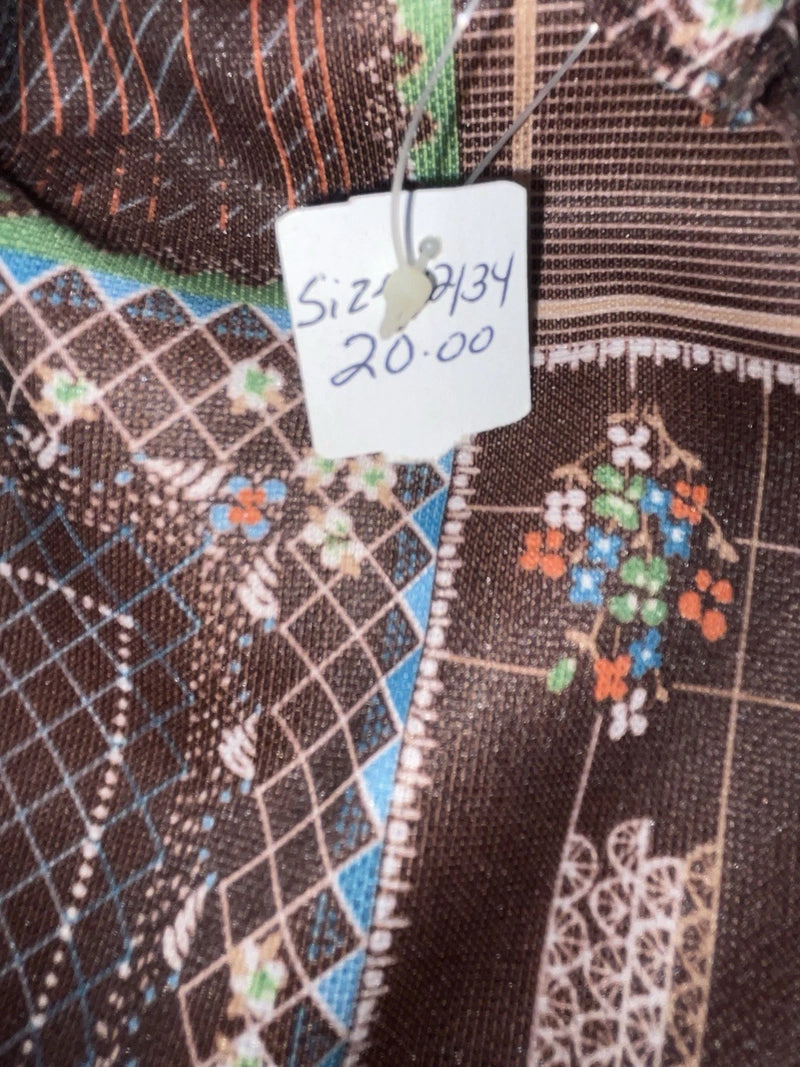 New Women’s Brown Floral Panhandle Slim Long Sleeve Button Up Shirt #3310 3B-57