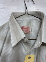 New Men’s H Bar C Tan White Stripe Long Sleeve Pearl Snap 16 X 34 Large Q-87