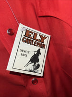 New Men’s Red ELY Cattleman Pearl Snap Long sleeve Shirt. 18.5x35 XXL G-61