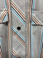 New Men’s Tem Tex Brown Stripe Long Sleeve Pearl Snap 16.5 X 33 Large V-24