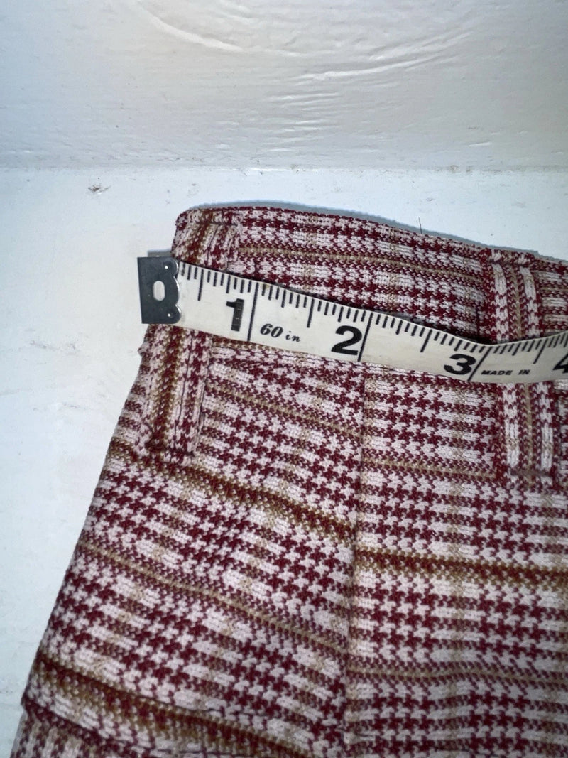 New Vintage Red Checkered Panhandle Slim Polyester Pants #8072 VV-107