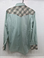 New Men’s Western Shirts Blue Plaid Long Sleeve Pearl Snap 16 Large CC-58