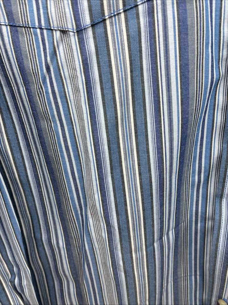 New Kids ELY Classic Blue Stripe Long Sleeve Button Up Large CC-85