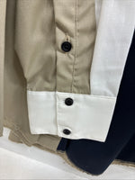 New Men’s Cowboy Threads Tan Blue Long Sleeve Button Up Large AA-21