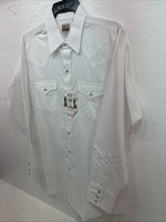 New Men’s ELY Cattleman White Long Sleeve Pearl Snap 16.5 X 34 Large AA-39