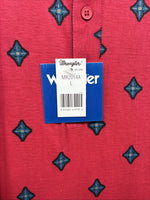 New Men’s Wrangler Red Designed Short Sleeve Polo Large CC-43