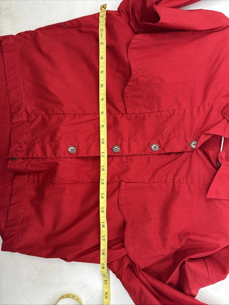New Women’s Mine & Bills Red Long Sleeve Crop Button Up Large MM-130
