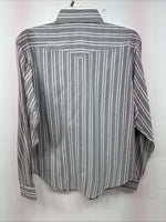 New Women’s White Horse Black White Stripe Long Sleeve Pearl Snap Medium LL-80