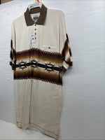 New Men’s Cumberland Brown Western Design Short Sleeve Polo Medium K-51