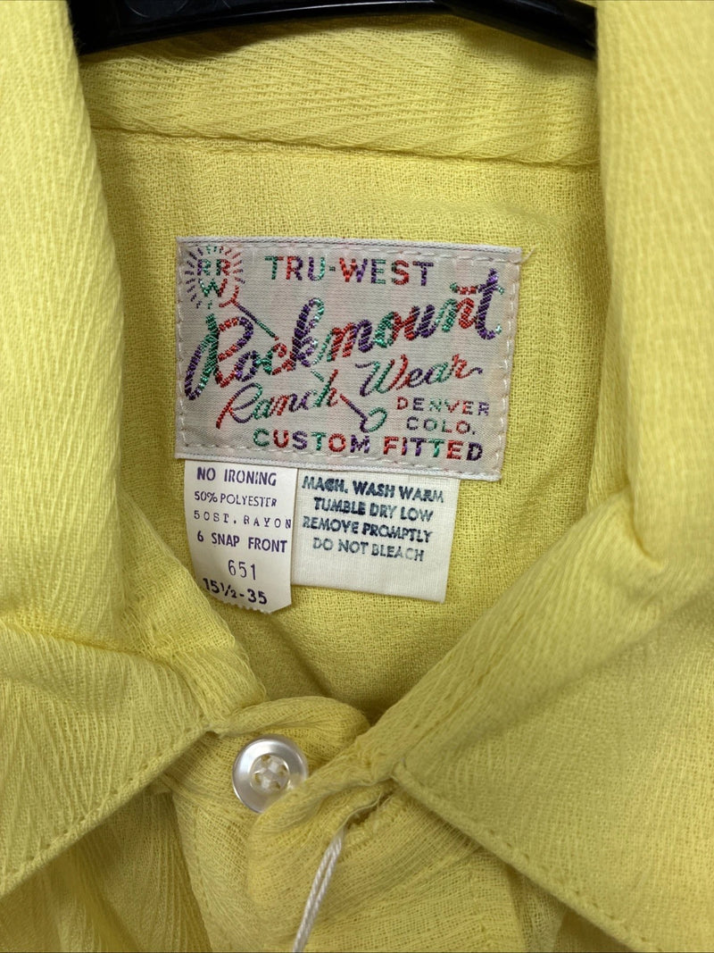 New Women’s Rockmount Yellow Long Sleeve Pearl Snap Size 35 LL-100