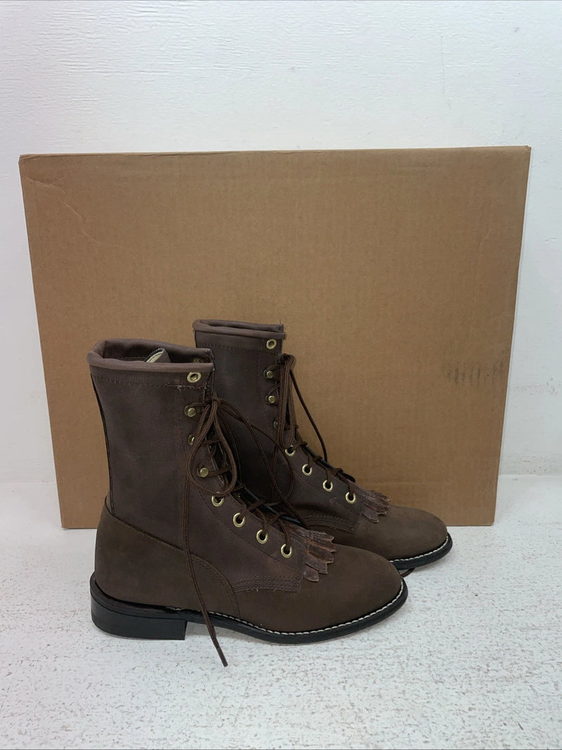 New Women’s Brown Lace Up Texas Brand Cowboy Boots. 4471 5 M. 2-56