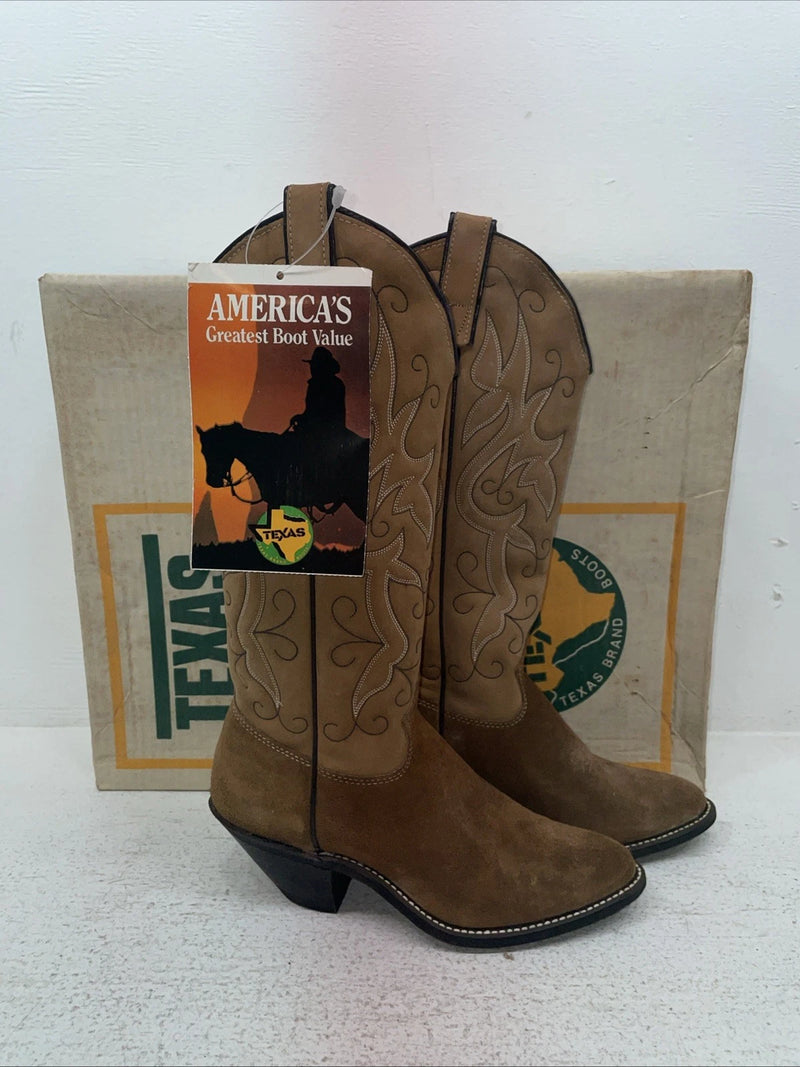 New Youth Brown Texas Brand Cowboy Boots. 4806 5 M. 2-166