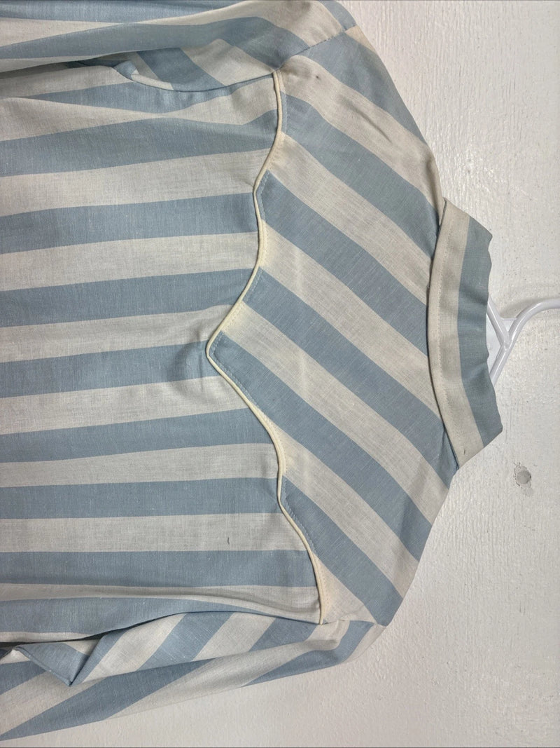 New Kids Kid Kountry Blue Stripe Long Sleeve Pearl Snap Size 12 TT-22