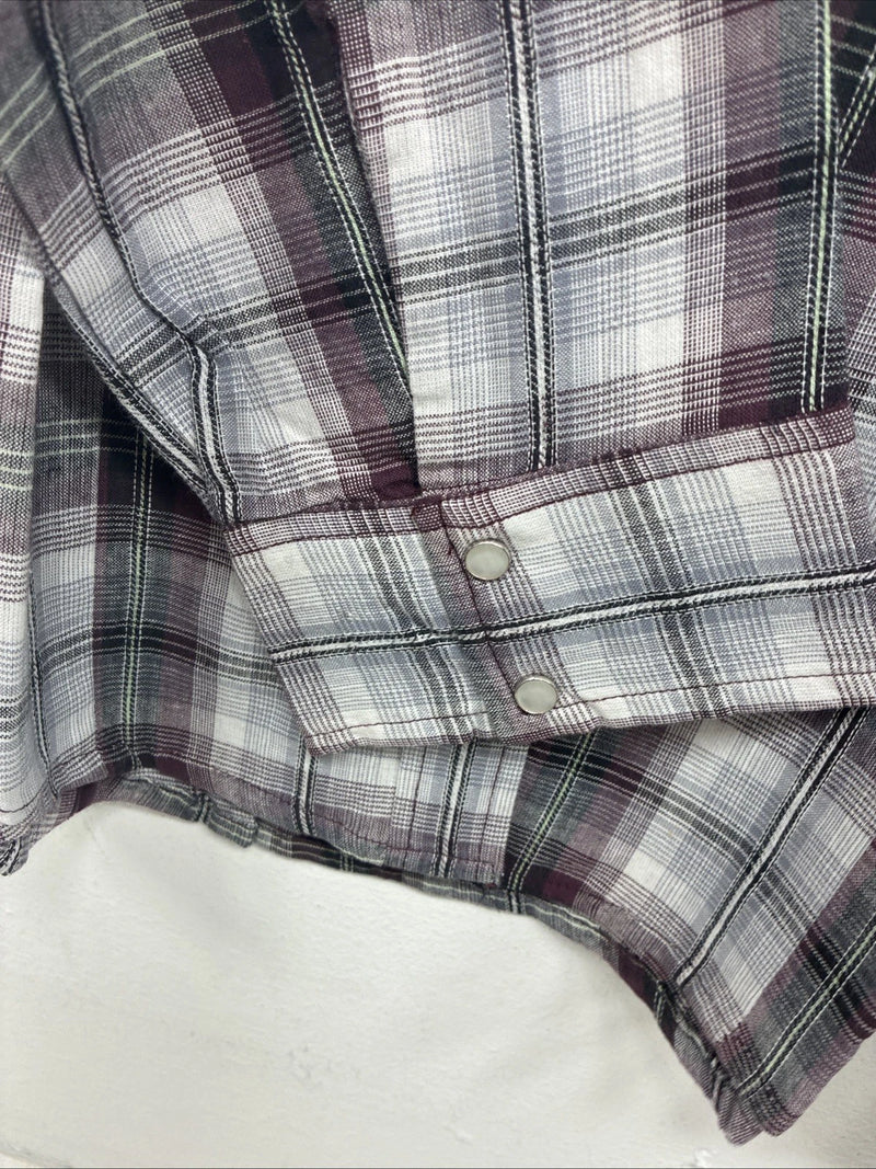 New Women’s Cumberland Purple Plaid Long Sleeve Pearl Snap Size 1X GG-10