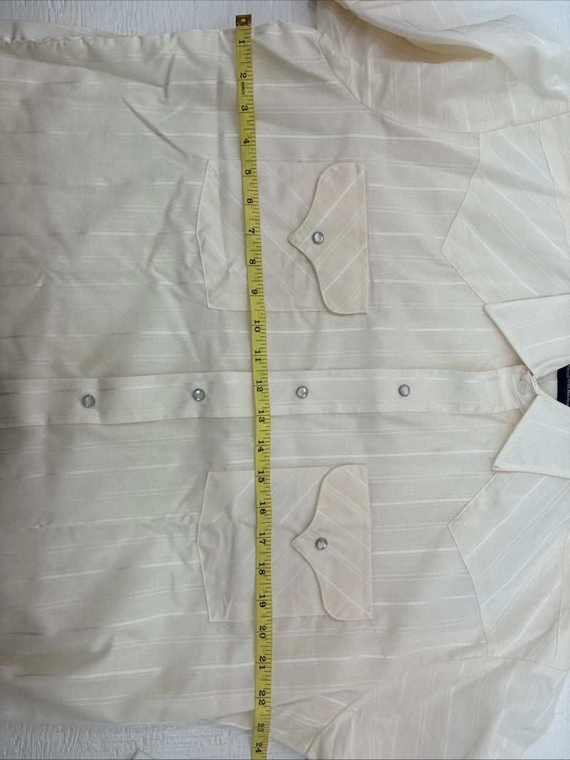 New Men’s Panhandle Slim Yellow Stripe Short Sleeve Pearl Snap 16.5 Large X-40