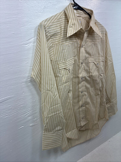 New Kids Miller Yellow Stripe Long Sleeve Pearl Snap Size XL CC-122