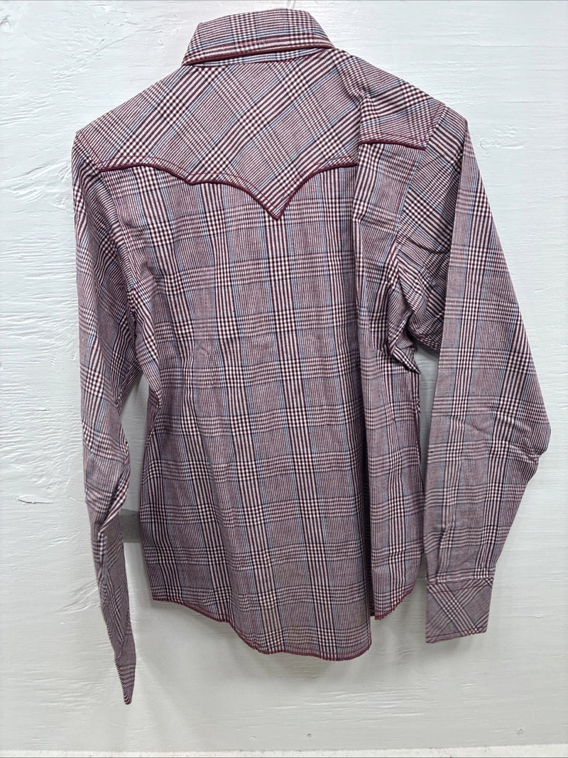 New Teens Champion Western Red Design Long Sleeve Pearl Snap Size 16 CC-105