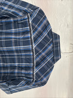 New Men’s ELY 1878 Blue Gray Plaid Short Sleeve Pearl Snap Large X-45