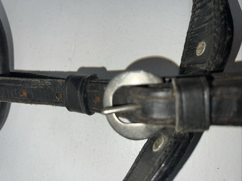 New Black Leather Full Horse Show Halter Gold accents 3C-15