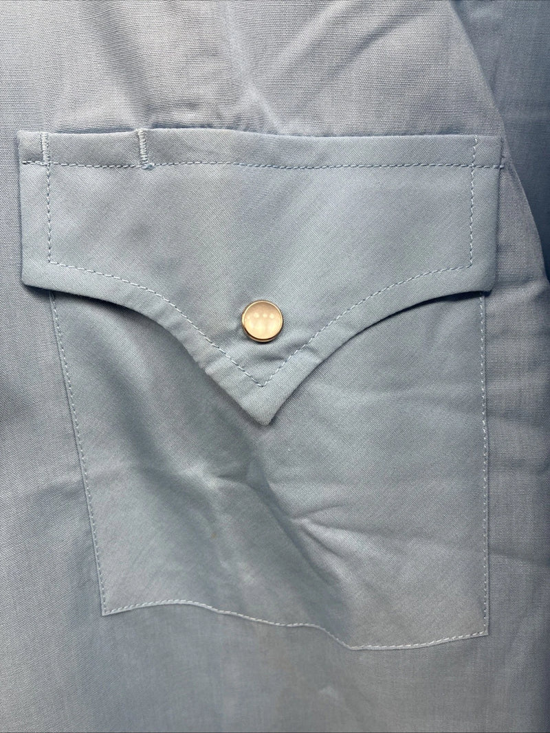 New Men’s ELY Cattleman Blue Western Short Sleeve Pearl Snap XL R-68