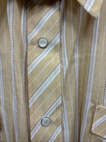New Men’s White Horse Yellow Stripe Long Sleeve Pearl Snap 2XL H-27