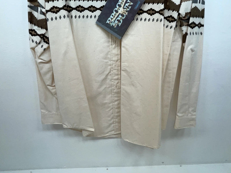 New Women’s Brown Aztec Panhandle Slim Long Sleeve Button Up Shirt L 3B-110