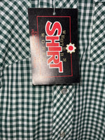 New men’s Western Shirt Works Green Pearl Snap Short Sleeve 14.5 Small A-181