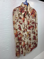 New Men’s Panhandle Floral Red Design Long Sleeve Pearl Snap XS J-58