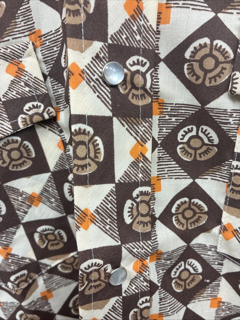 New Men’s Denver Westerns Brown Long Sleeve Pearl Snap 15.5 X 34 Medium K-83