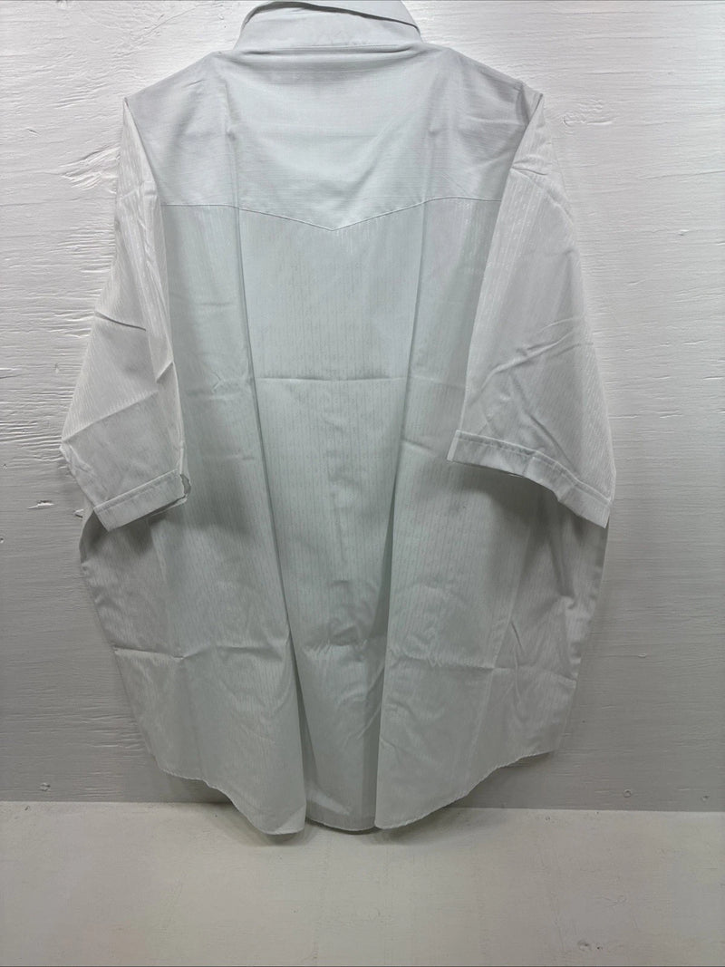 New Men’s ELY Cattleman White Short Sleeve Stripe Pearl Snap 20.5 4XL H-61